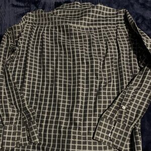 Sean John Men's Navy Blue and Gray Checkered long sleeve Shirt. EUC